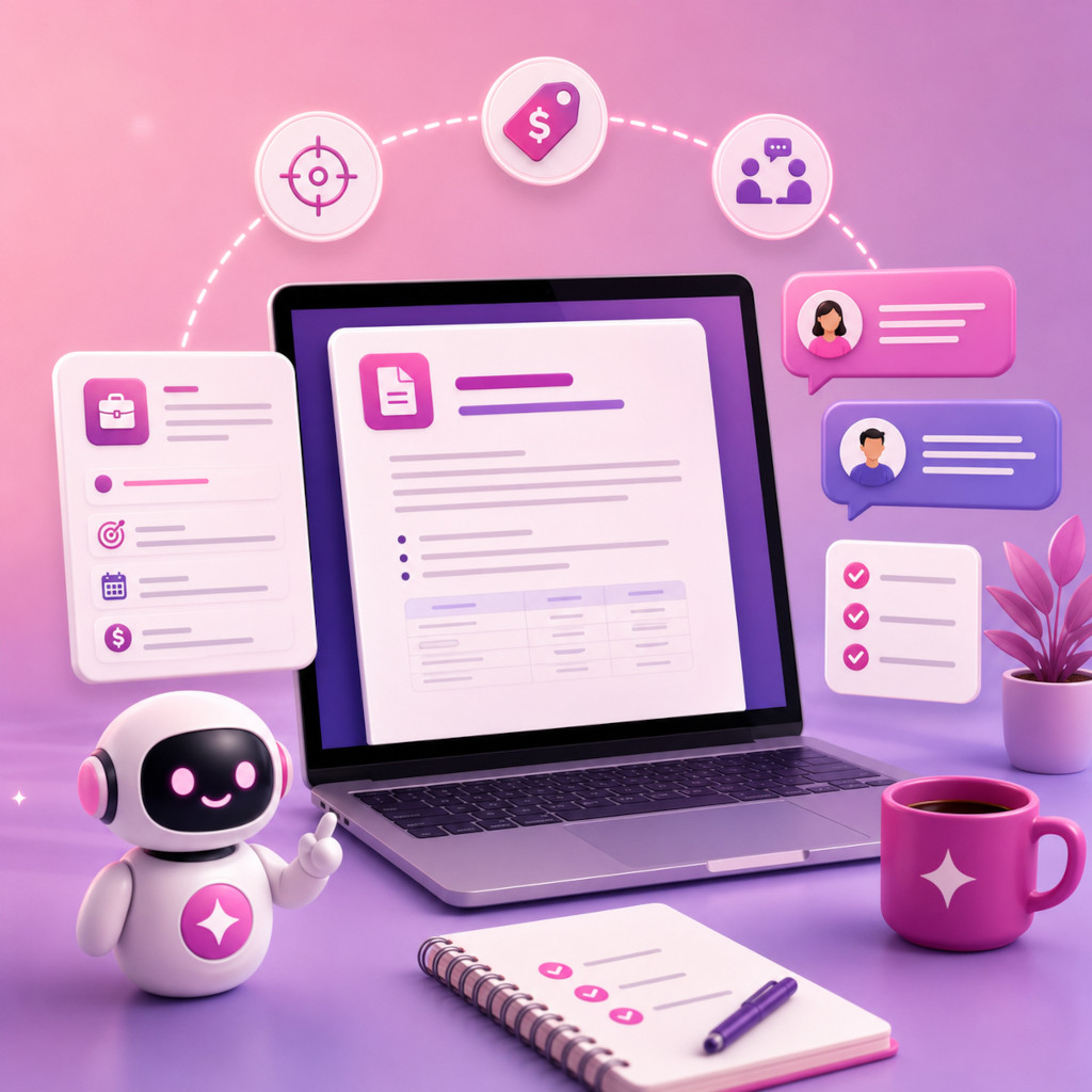 Ilustrasi copilot untuk menyusun proposal freelance